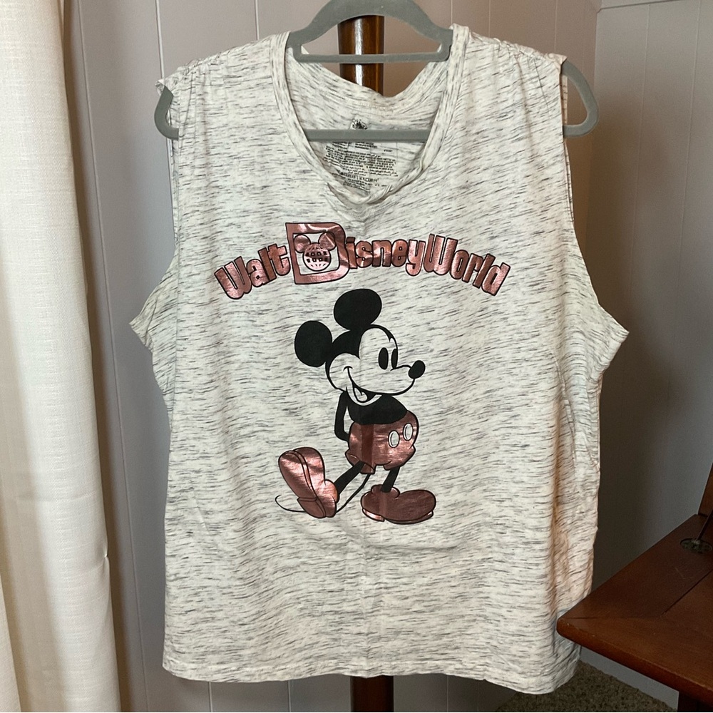 Walt Disney World Classic Adult Tank Top Rose Gold Mickey Mouse 100% Cotton